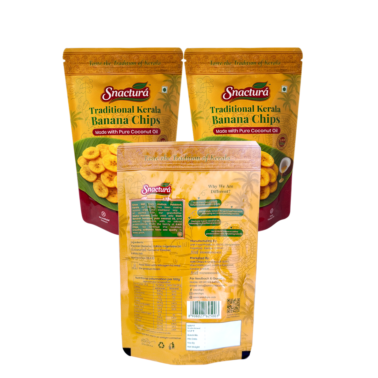 Traditional Kerala Banana Chips Combo Pack 100x3.(300g)